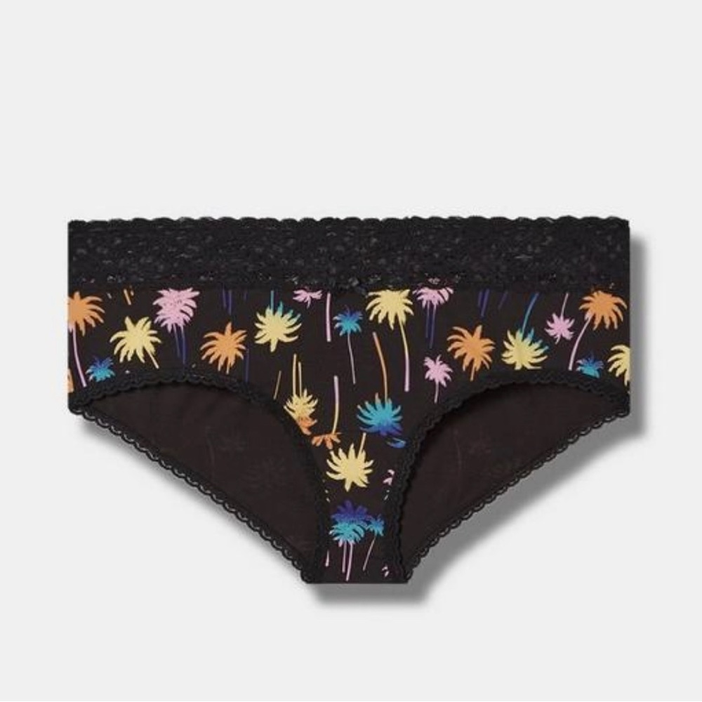 Torrid Cotton Mid-Rise Cheeky Lace Trim Panty